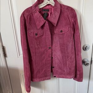 FOR JOSEPH Deep Pink Suede Jean Jacket L